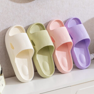 Solid Color Thick Bottom Home Slippers Summer Non-slip Floor Bathroom Slipper Women Men Couples Shoes