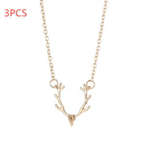 Christmas Small Antlers Deer Head Elk Necklace
